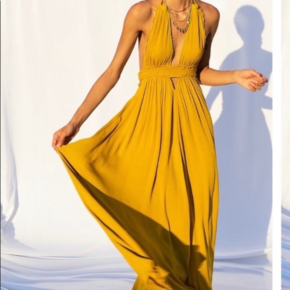 Free People NWT Look into the Sun Maxi Dress XS - yellow marsh